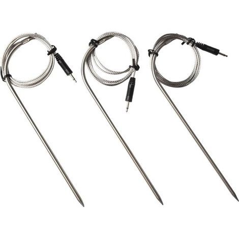 Lot de 3 sondes de rechange pour thermomètre à viande - Sonde de température en acier inoxydable avec câble de 100 cm - Argent (1/5)