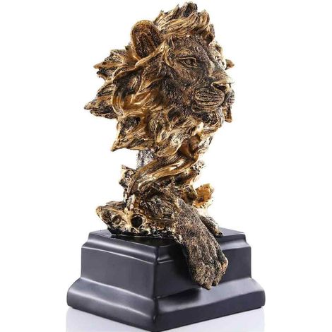 Estatua De León - Escultura Abstracta En Piedra De Sal Y Resina - Para Decoración De Oficina, Salón O Biblioteca - 1 Unidad (1/5)