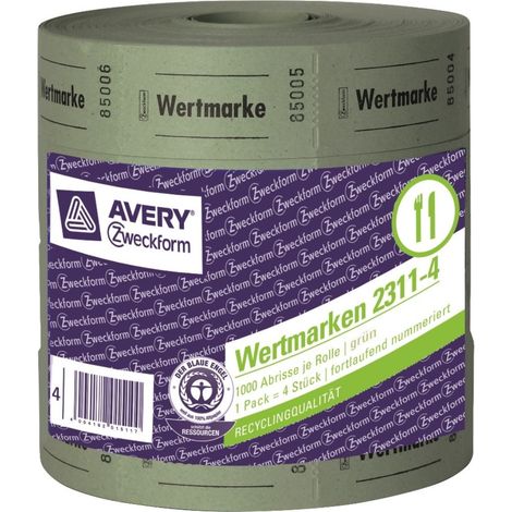 4x Rolle Wert-Marke 57x30mm Grün 4000 Abrisse