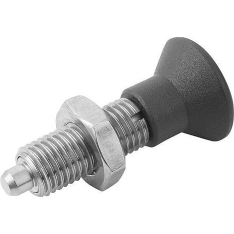 KIPP Arretierbolzen M08x1 Form H Edelstahl gehärtet Thermoplastgriff (1/3)