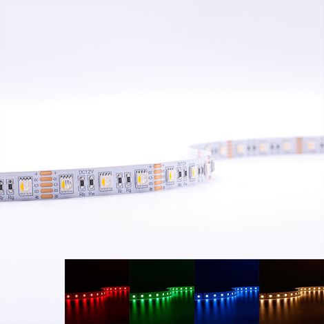 Strip 12V 5M 14,4W/m 60LED/m 12mm IP20 Farbwechsel - Lichtfarbe: RGB+3000K - Schutzart: IP20 (1/5)