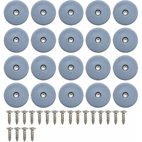 20 deslizadores redondos para muebles de 22 mm, con tornillos, deslizadores de teflón para muebles, deslizadores para sillas, deslizadores con clavos.