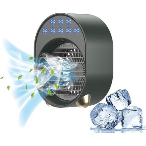Aire Acondicionado Portátil USB Recargable - Enfriador por Evaporación con Depósito de 500 ml - Ventilador Silencioso de 3 Velocidades - Para Oficina Hogar y Coche (1/5)
