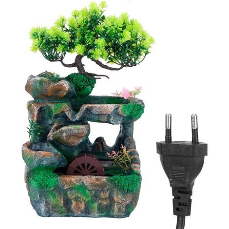 Fonction de Cascade, Fontaine de Table de rocaille de Relaxation de résine, méditation Zen d'eau Courante pour Le Bureau de Chambre à Coucher à la Maison. (1/5)
