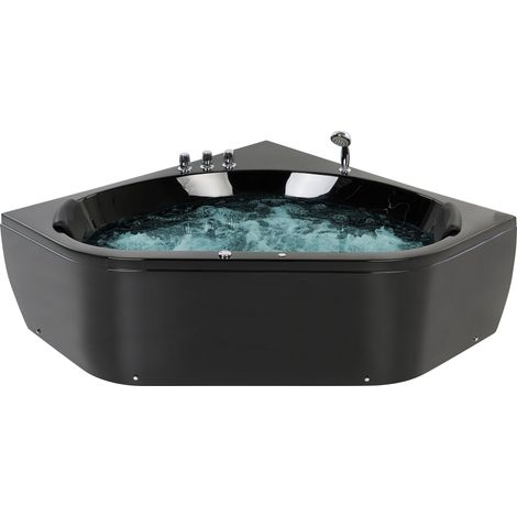 Corner Hot Tub with LED MEVES 1400 x 1400 mm Black