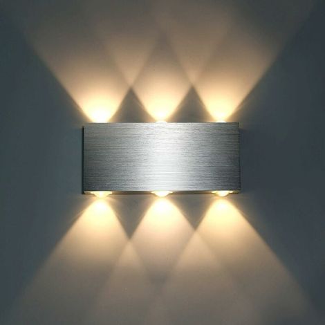 LED Wall Light 6W Indoor Wall Lamp Modern Square Up Down Aluminum Lighting Decoration Light for Bedroom Office Bed Hallway Living Room Hotel Pathway Bar Warm White [Energy Class A ++] (1/5)