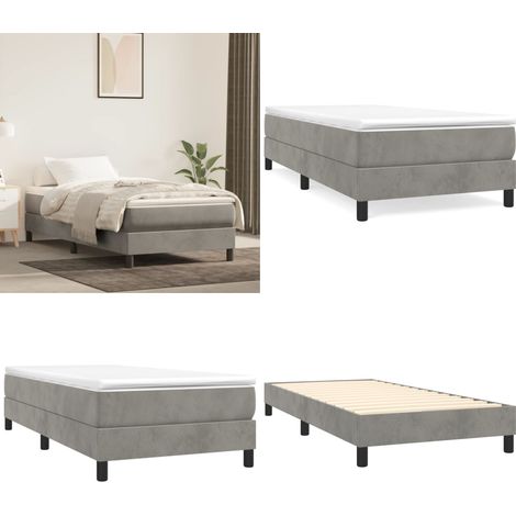 Struttura Letto a Rete a Molle Grigio Chiaro 80x200 cm Velluto - Materasso letto - Letto a molle