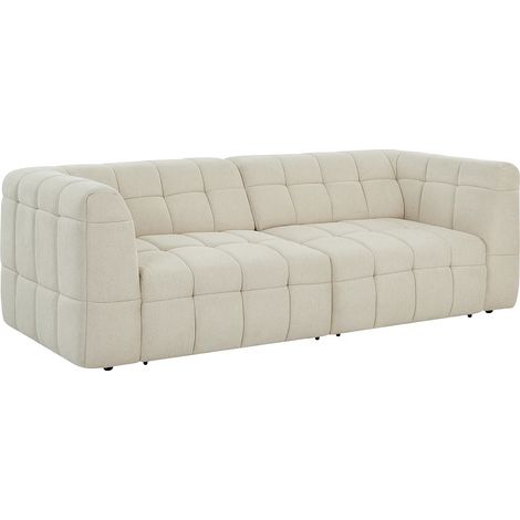 Divano 3 posti con seduta scorrevole elettrico in Tessuto Beige - NELOSA (1/5)