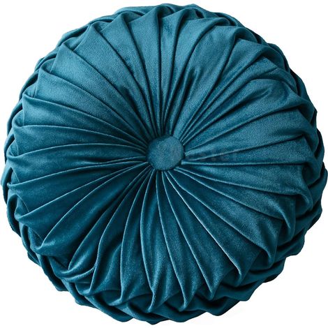 Coussin d'oreiller rond - Couleur unie Velours Chaise Canapé Citrouille Coussin Pliable Coussin Rond Décor À La Maison 35cm (1/2)