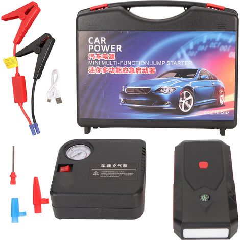 Batterie de démarrage d'urgence 1600A 12000mAh, gonfleur de pneus 150PSI, lampe LED, port USB, affichage numérique, booster de batterie portable (1/5)