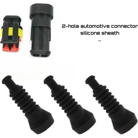 NALOOKAMIC 10pcs 2 Voies Connecteur de Voiture Manchon de Démarrage Ètanche Connecteur Anti-poussière de Fil Èlectrique de Voiture Manchon de Botte Couvercle de Capuchon de Prise en Silicone