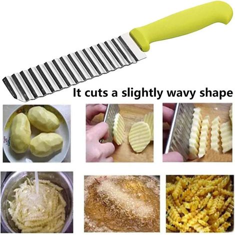 Cuchillo ondulado, 2 piezas cortador de patatas de acero inoxidable para herramienta de corte de ensalada de frutas y verduras (1/5)