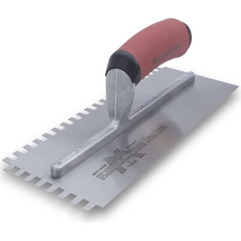 1 - Truelle dentelée - Acier trempé - Encoche SQ-6x10x6 mm - Pose carrelage et sols collés - Manche DuraSoft - Gris - 279x114 cm
