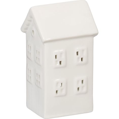 Portacandele a forma di casa atmosfera accogliente decorazione d'interni 18 x 12 x 12 cm in porcellana bianca 130015199