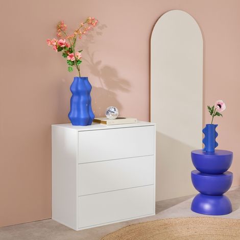 Commode. module de rangement décor bois blanc 3 tiroirs - Kompo (1/5)