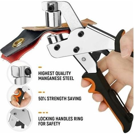 Pince à Oeillets pour Bâches, lot de 300 Oeillets (Ø 10 mm), Pince à oeillet Portable pour Tissus, Bâche, Cuir,TRIMEC (1/5)