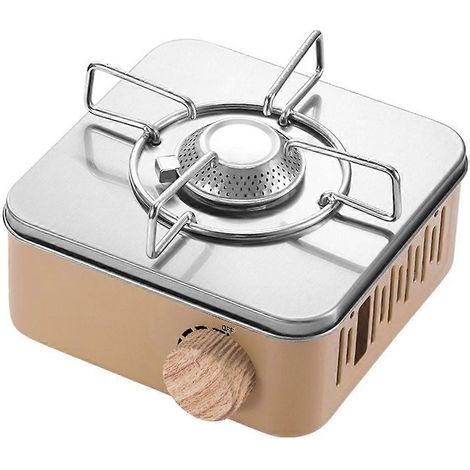 Réchaud à gaz de camping robuste, brûleur et grill ultra-légers, accessoires de cuisine de voyage - kaki (1/5)
