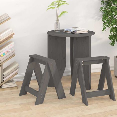 Lot de 2 Tabourets Moderne - Tabourets de bar Chaises de bar Gris 40x40x45 cm Bois massif de pin BV680316 - BonneVie (1/5)