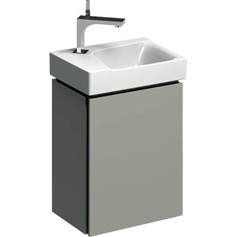 Meuble bas pour lave-mains Geberit Xeno²,avec une porte: Largeur 38cm, Hauteur 52.5cm, Profondeur 26.5cm, Greige / Laqué mat