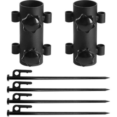 BUNTHAUS PA Sonnenschirmständer, Outdoor-Sonnenschirm-Bodenhülse mit 4 Stück 40-cm-Nägeln, abnehmbarer Sonnenschirmständer für Outdoor-Angeln, Garten, Angeln, Strand (schwarz) (1/4)