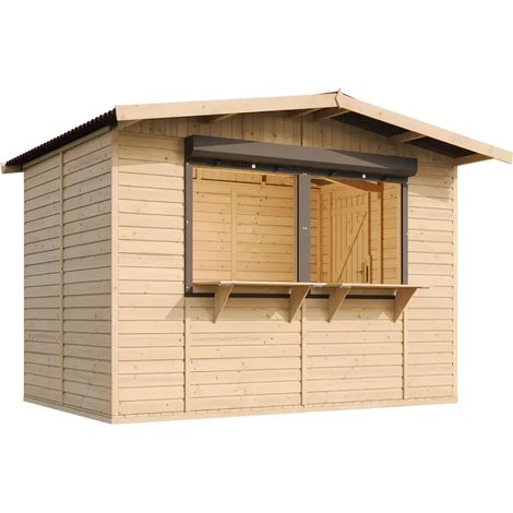 Capanno in Legno, Capanno Espositore in Legno, Chiosco in legno da giardino per bar 263 x 336 cm / 6 m2 - TIMBELA M150Z