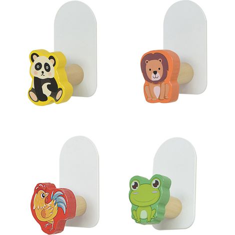 Crochets adhésifs créatifs pour vêtements, lot de 4 jolis crochets pour animaux de compagnie, pour manteaux, écharpes, chapeaux, serviettes, clés, sacs, pour décoration murale. (1/5)
