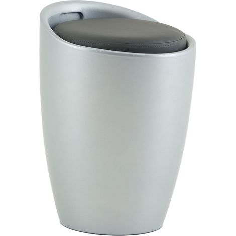 Idimex – Tabouret gris en plastique ABS – Siège amovible avec rangement – Hauteur 50 cm – Largeur 32 cm – Charge max 80 kg (1/4)