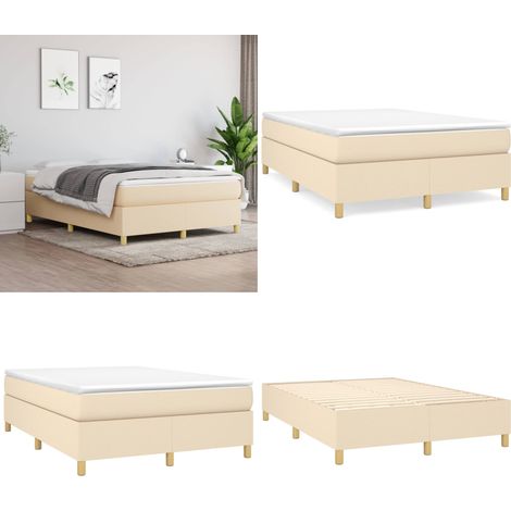 Boxspringbett mit Matratze Creme 140x200 cm Stoff - Boxspringbett - Doppelbett - Bettenrahmen - Cremefarbenes Bett - Matratze - Home & Living (1/5)