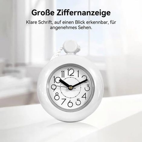 Horloge de salle de bain, horloge de douche, petite horloge de salle de bain étanche, minuteur de douche, réveil, horloge numérique, horloge murale pour salle de bain et cuisine (blanche) (1/5)