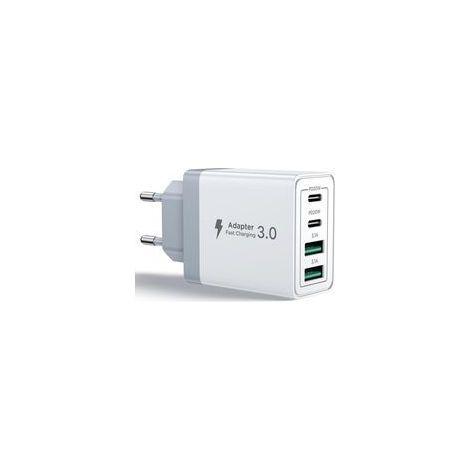 Chargeur USB C, 40W 4 Port Prise USBC Chargeur Rapide iPhone, Multi Secteur PD+QC 3.1A Type C Adaptateur pour iPhone 16 15 14 13 12 11 Pro Max X XS XR 8 7 6S Plus Mini SE, iPad,Samsung Galaxy (1/5)