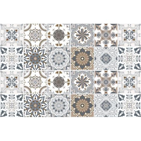 Klebefliesen 10x10 Industrie-Stil Klebe-Spritzschutz für Küchenziegel, 24 Stück Wandaufkleber Badezimmer Küche Klebe-Wandfliesen mit Fliesenmuster PVC-Fliesenkleber