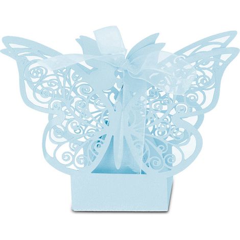 100 boîtes à dragées et chocolats bleu clair, idéales pour les cadeaux de mariage et les anniversaires. (1/5)