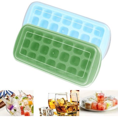 Eisform – 21 Fächer – mit Deckel – aus weichem, lebensmittelechtem PP-Kunststoff – für Babygetränke und Snacks – 2er-Set (1/5)
