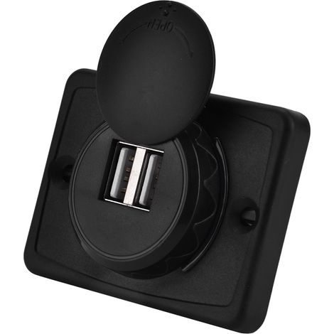 Doppelter 12V-USB-Kfz-Ladeadapter, schwarzes ABS, wasserdichter Zigarettenanzünderstecker mit LED (1/5)