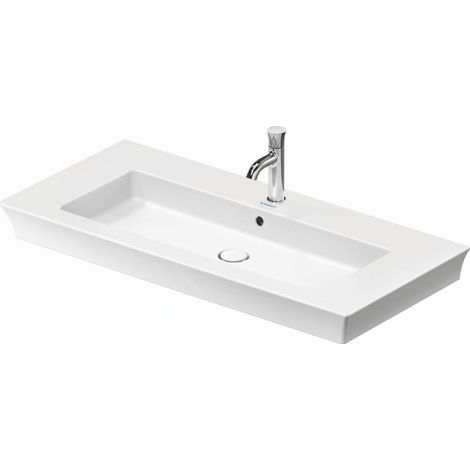 Lavabo Tulip blanc, largeur 1055mm, 1 trou pour robinet, avec (1/5)