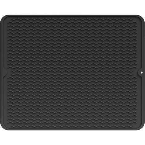Tapis d'égouttage - Silicone - Résistant à la chaleur - Antidérapant - Tapis d'égouttage - Tapis de cuisine - Noir - 40 x 50 cm - 1 pièce (1/5)