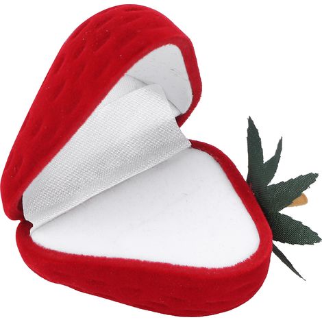 Boîte à Bague en Forme de Fraise Rouge pour Proposition, Cadeau de Mariage ou Anniversaire (1/5)