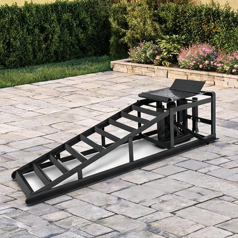 Rampes hydrauliques 5T avec vérins acier noir usage garage en fer (1/5)