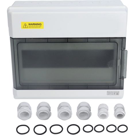 Boîte de distribution étanche 12 voies en plastique avec couvercle transparent pour rail DIN (1/5)