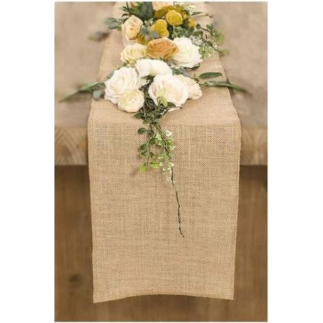 TAISHENGDA Tischläufer aus Jute, Tischbandrolle, rustikale Vintage-Tischdekoration für Hochzeiten und Gartenpartys, 30 cm breit, 180 cm x 30 cm (1/5)