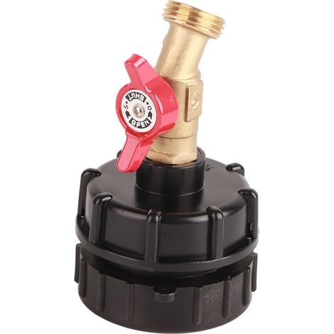 Robinet papillon en laiton pour fût IBC 1000L, filetage fin 62, raccord de réservoir (dimensions emballage : 13x7x7 cm) (1/5)