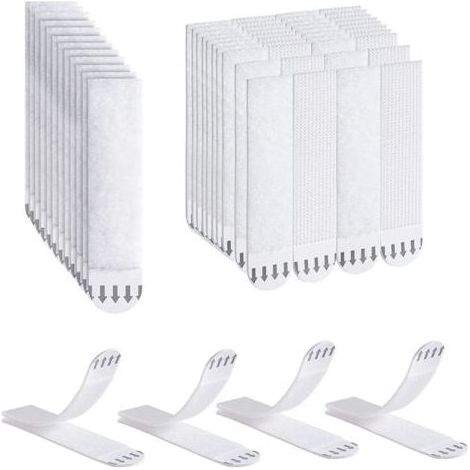 Ruban Suspension pour Photos, 32 Paires (64 Bandes) Languette Accroche Tableau sans Percer Bandes, Bandes Adhésives Résistantes pour Cardres (Moyen) (1/4)