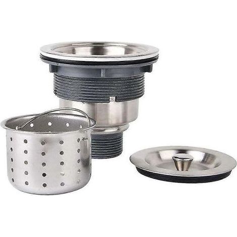 Crépine d\'évier de cuisine Ln-3-1/2" - Crépine en acier inoxydable avec panier/crépine profond amovible et couvercle étanche (1/4)