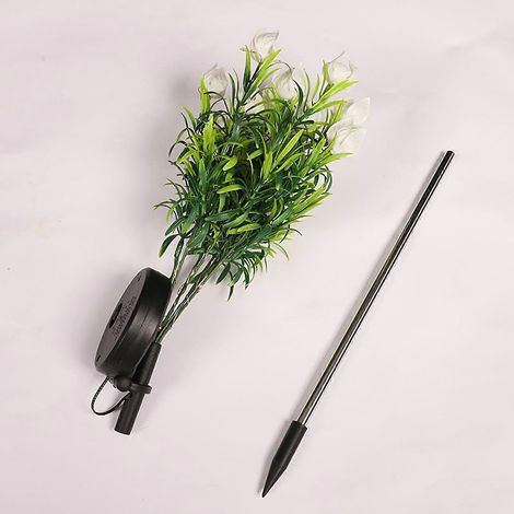 Lot de 2 lampes solaires de jardin étanches IP65, LED pour allées et fleurs, lumière blanc chaud. (1/5)