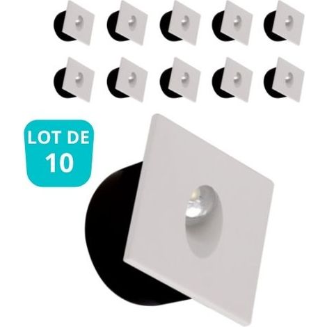 Lot de 10 spots LED muraux carrés 3W 4000K – Lumière naturelle – Aluminium – Angle faisceau 72.3° – Durée de vie 30000h – Horoz Electric