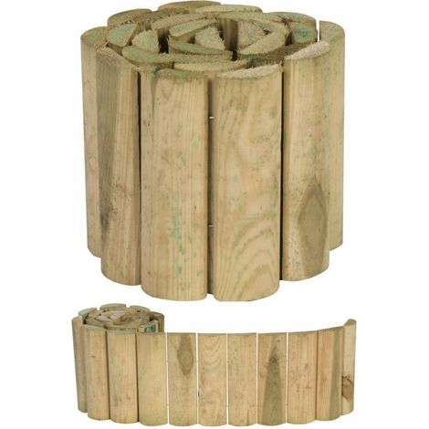 Pali da giardino in legno con bordura a rullo 4-5x15x100cm