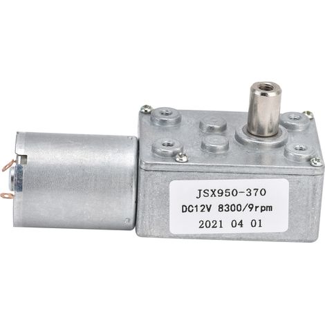 Moteur à engrenages à vis sans fin JSX950‑370 CC 12 V, 9 tr/min, autobloquant, avec réducteur à turbine pour ouvre-fenêtres miniatures (1/5)