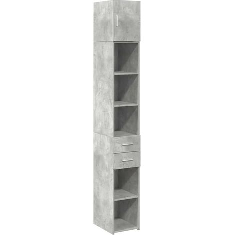 Armario de baño moderno y estrecho 30 x 42,5 x 225 cm gran capacidad acabado mate en madera de ingeniería gris hormigón 020055555 (1/5)