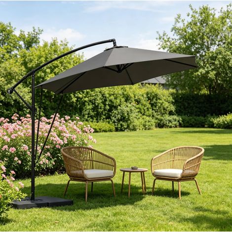 muebles jardín sombrilla lateral regulable metal 310x310 cm OKMYHOME (1/5)