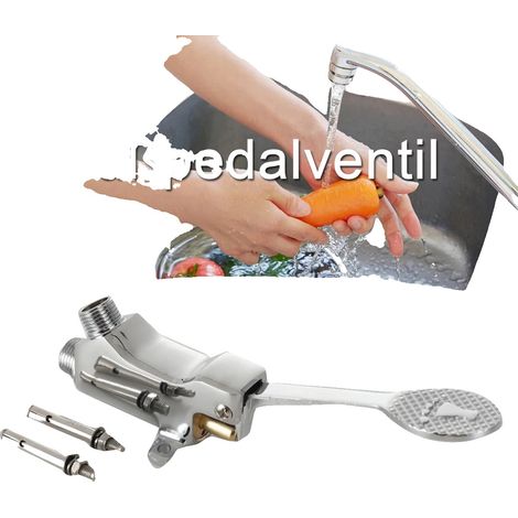 Valvola azionata a pedale, in rame, con ingresso da 1/2 pollice, adatta per installazioni a rubinetto singolo, funziona con flusso di acqua fredda, azionata a pedale (1/5)